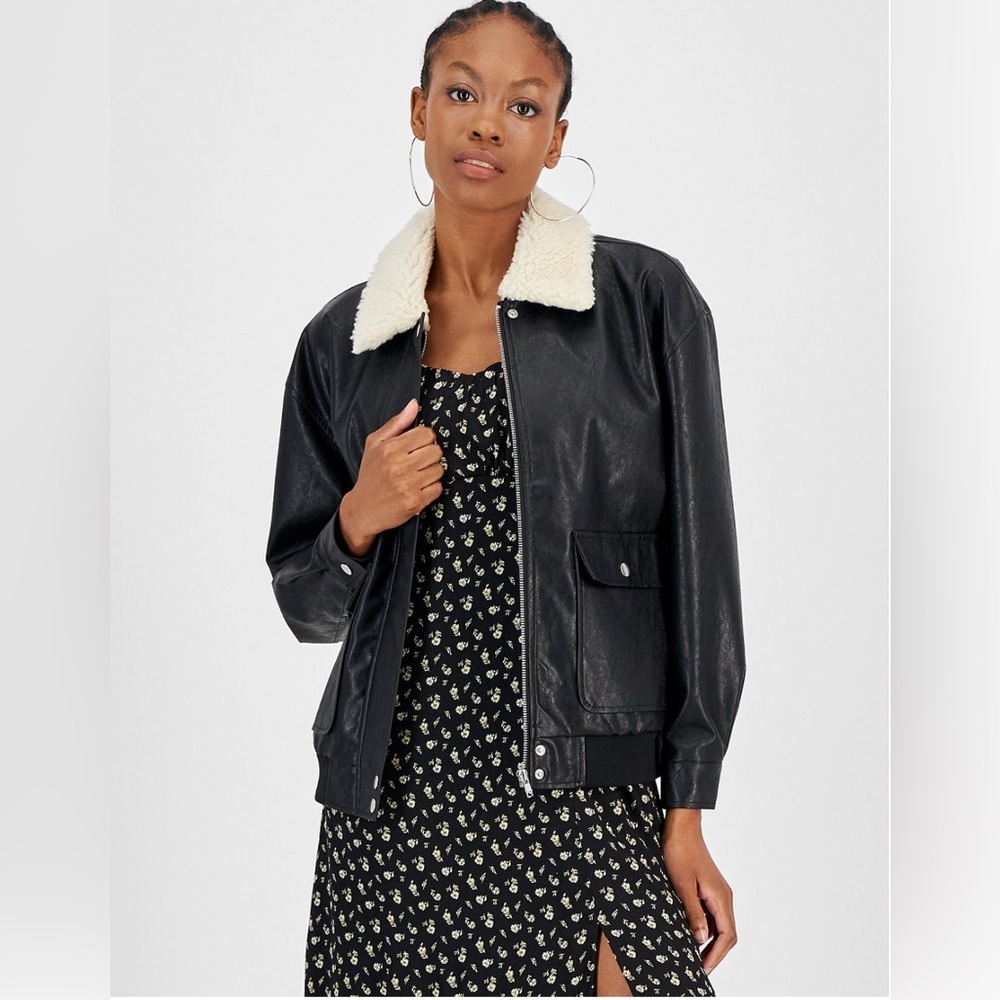 And Now This bomber leather jacket